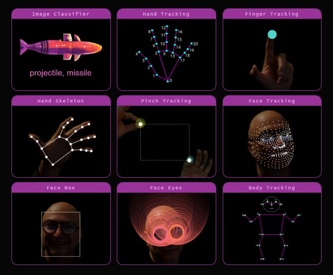 ZIM Cam ML5 for image classification, hand tracking, finger traking, face tracking, body tracking