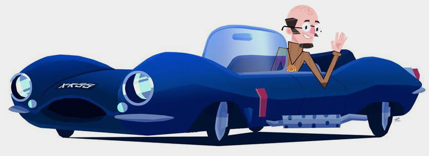 This pic shows Dr Abstract in a fast car - representing how luxurious ZIM is to code with its many advantages