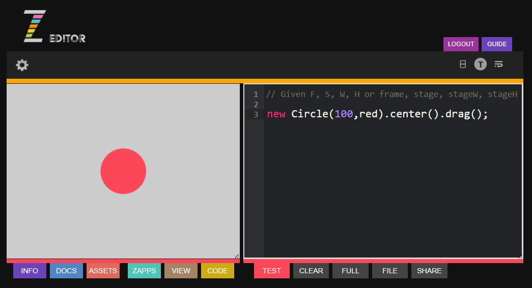 ZIM Editor lets you try code right in the Browser